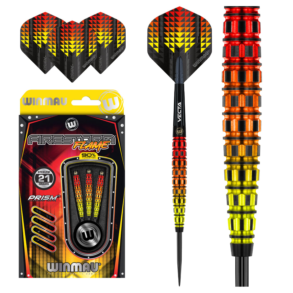 WINMAU - Firestorm Flame Tapered - 90% Tungsten Darts - 21g