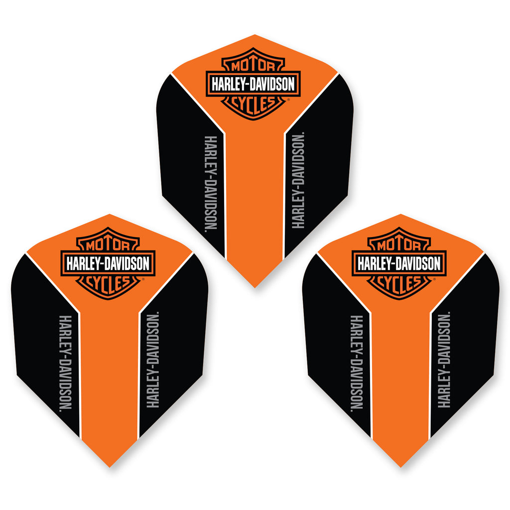 HARLEY DAVIDSON - Official Licensed Dart Flights - ORANGE AND BLACK  - Standard Size - 100 Micron
