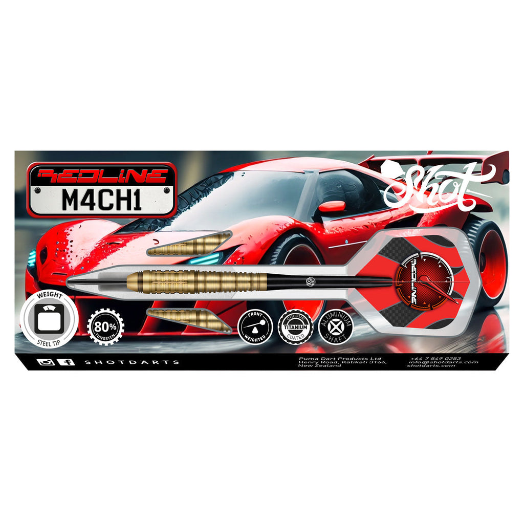 SHOT - Redline M4CH1 Steel Tip Dart Set - 80%Tungsten - 26g
