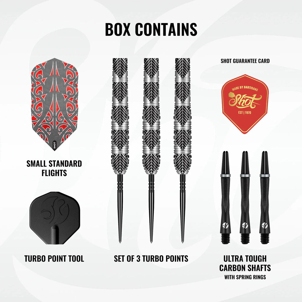 SHOT - 23g - Warrior AWE Turbo Point Darts Set - 90% Tungsten