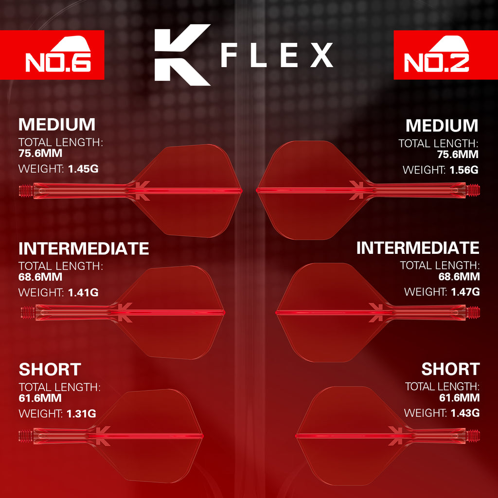 TARGET - K-FLEX All-In-One Moulded Flights NO2 Size - RED