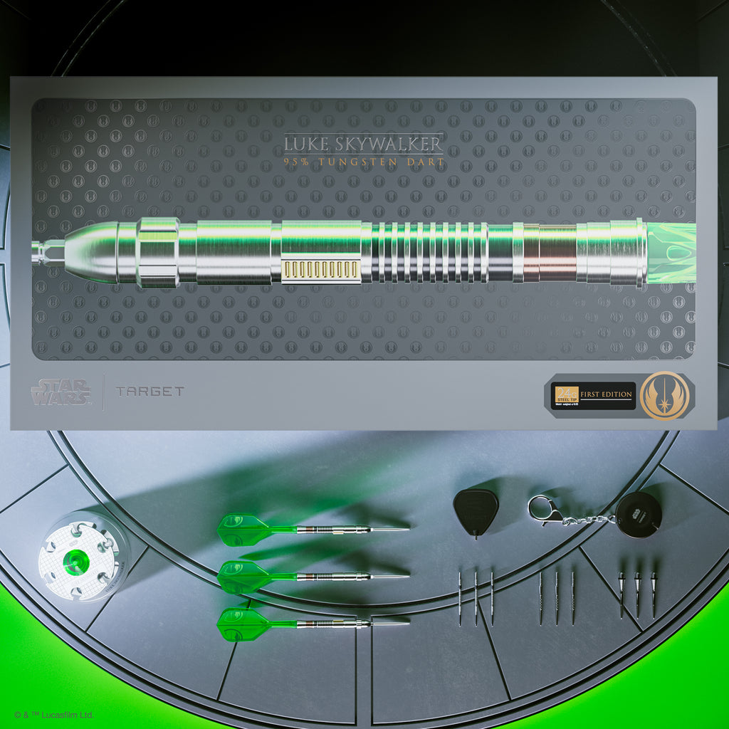 PRE ORDER FOR 11/11/25 - TARGET x STAR WARS - Luke Skywalker 'The Jedi Knight' Light Sabre 24g - LIMITED EDITION - Steel Tip Swiss Point - 95% Tungsten Darts