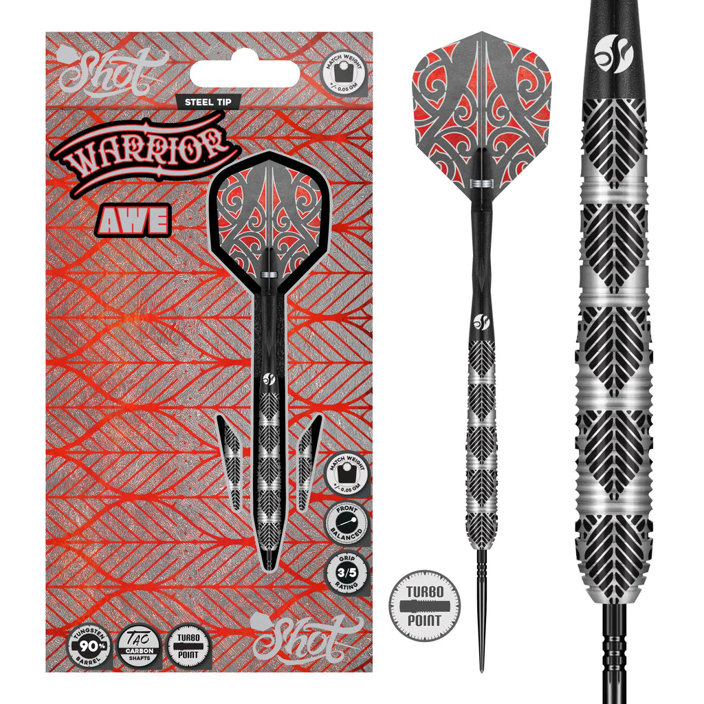 SHOT - 23g - Warrior AWE Turbo Point Darts Set - 90% Tungsten