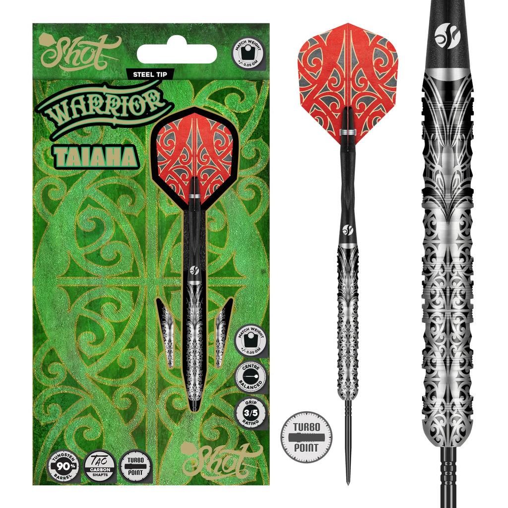 SHOT - 26g - Warrior TAIAHA Turbo Point Darts Set - 90% Tungsten