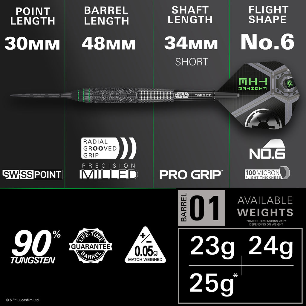 PRE ORDER FOR 11/11/25 - TARGET x STAR WARS - 23g - Tie Fighter - Steel Tip Swiss Point - 90% Tungsten Darts