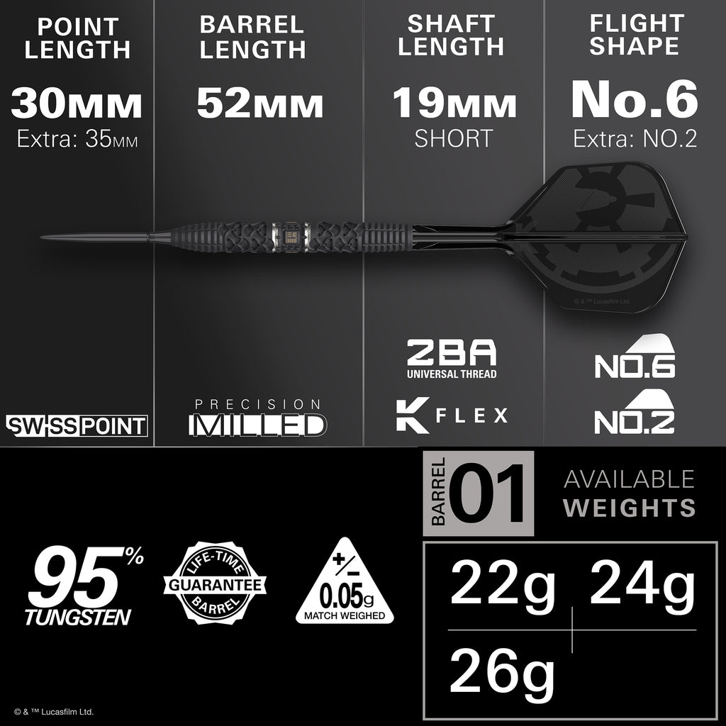 PRE ORDER FOR 11/11/25 - TARGET x STAR WARS - 22g - Darth Vader - Steel Tip Swiss Point - 95% Tungsten Darts