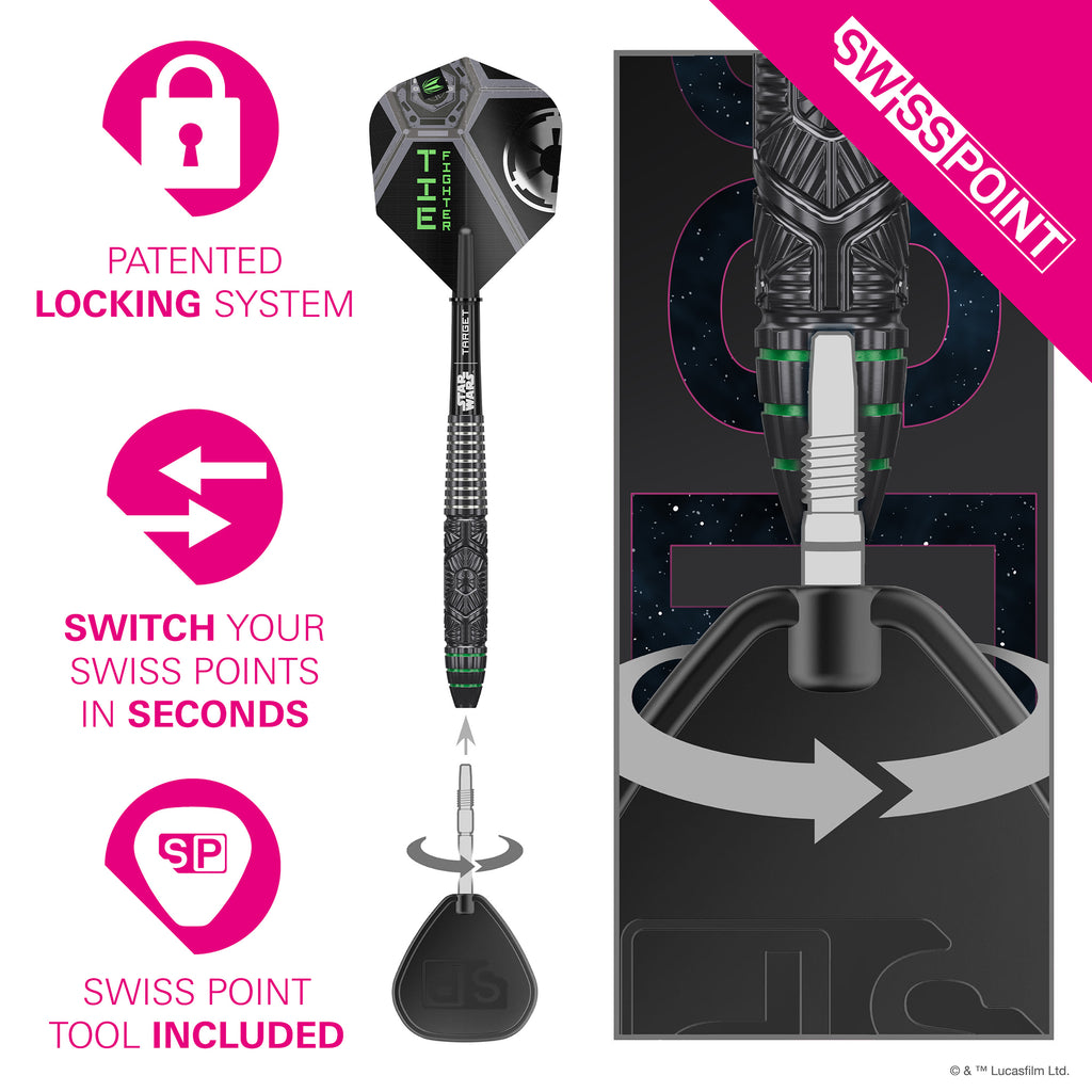 PRE ORDER FOR 11/11/25 - TARGET x STAR WARS - 23g - Tie Fighter - Steel Tip Swiss Point - 90% Tungsten Darts