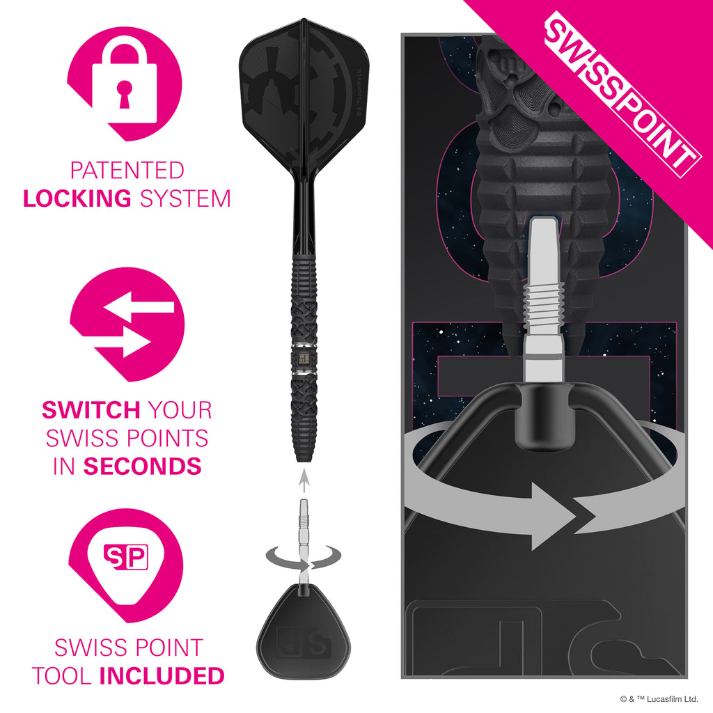 PRE ORDER FOR 11/11/25 - TARGET x STAR WARS - 22g - Darth Vader - Steel Tip Swiss Point - 95% Tungsten Darts