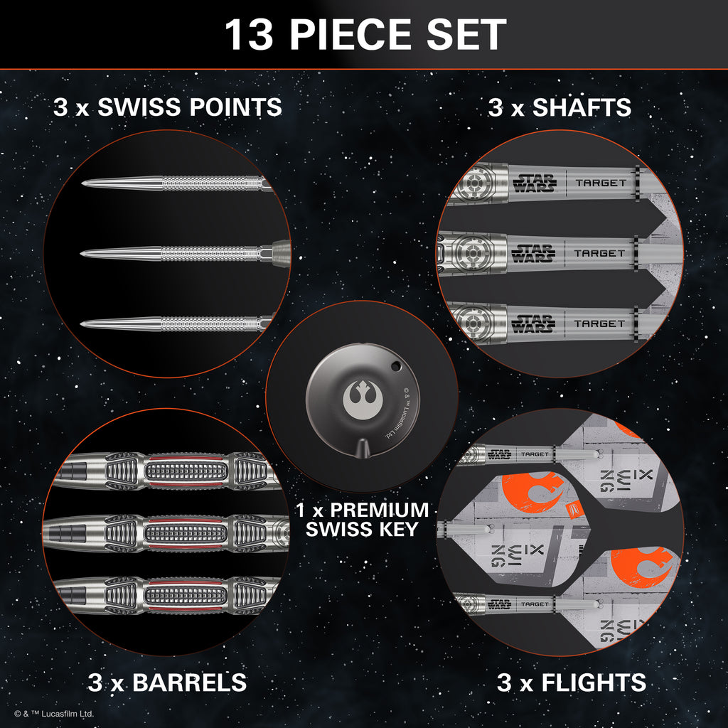 PRE ORDER FOR 11/11/25 - TARGET x STAR WARS - 24g - X WING - Steel Tip Swiss Point - 90% Tungsten Darts