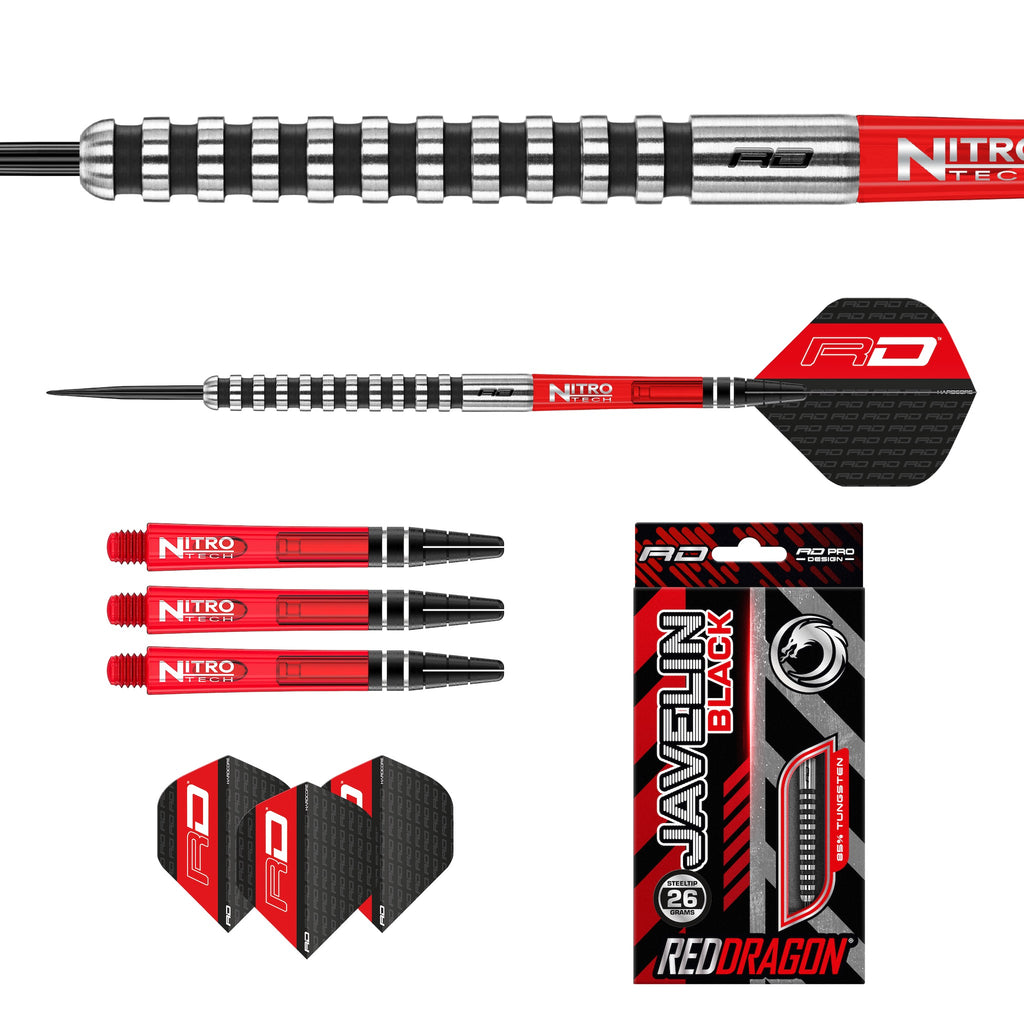 RED DRAGON - Javelin Black Darts - 85% Tungsten - 26g