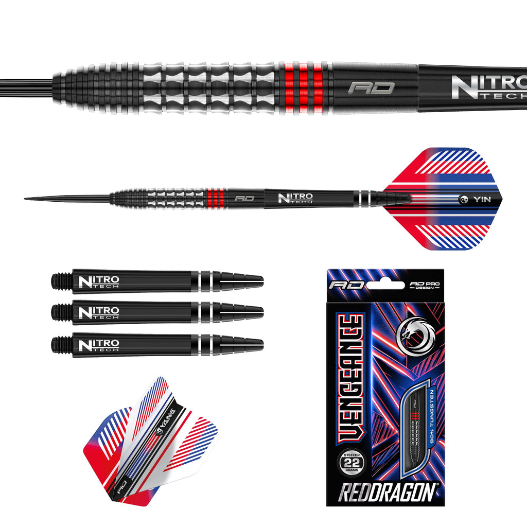 RED DRAGON - Vengeance Red Darts - 90% Tungsten - 22g
