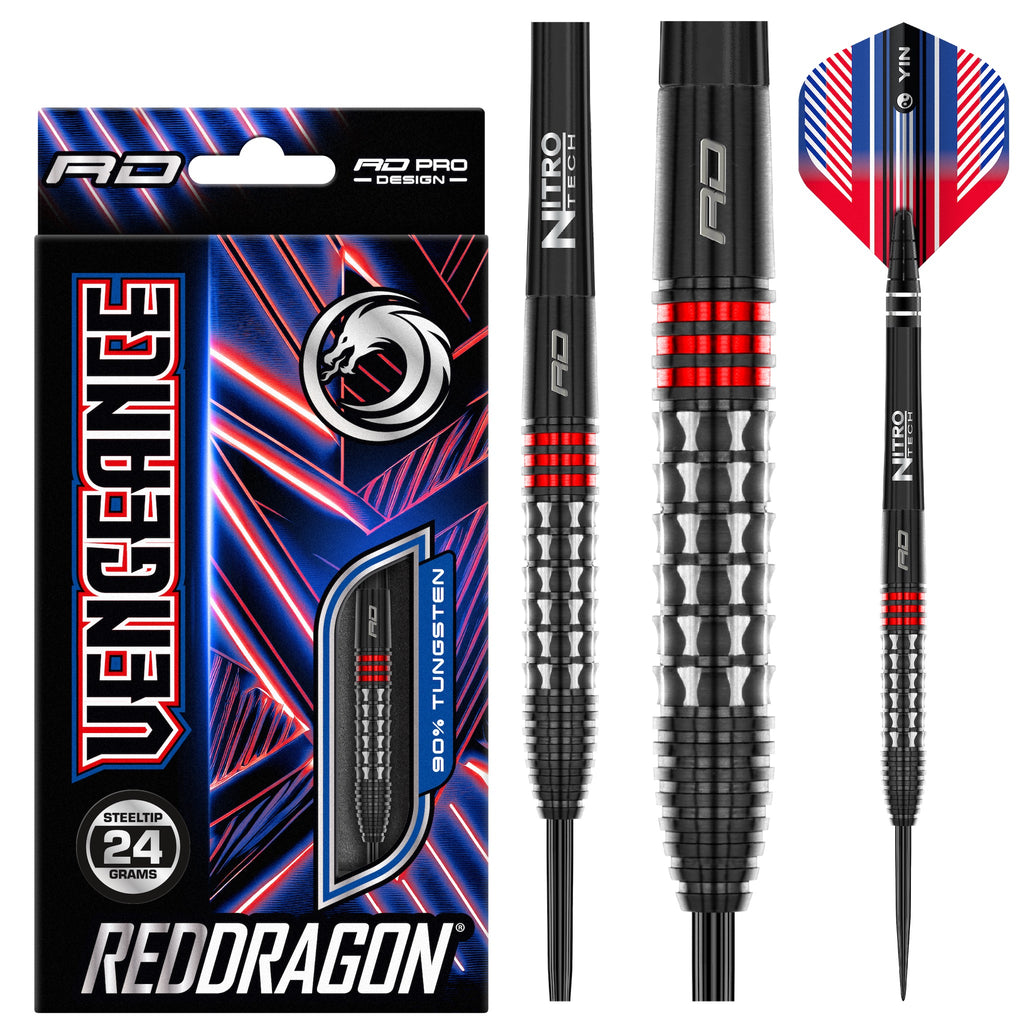 RED DRAGON - Vengeance Red Darts - 90% Tungsten - 24g