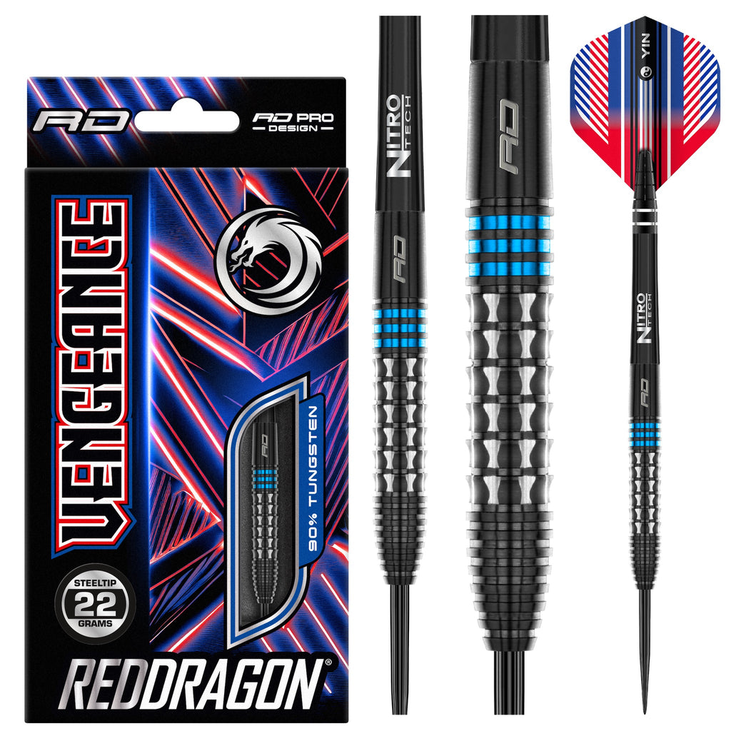 RED DRAGON - Vengeance Blue Darts - 90% Tungsten - 22g