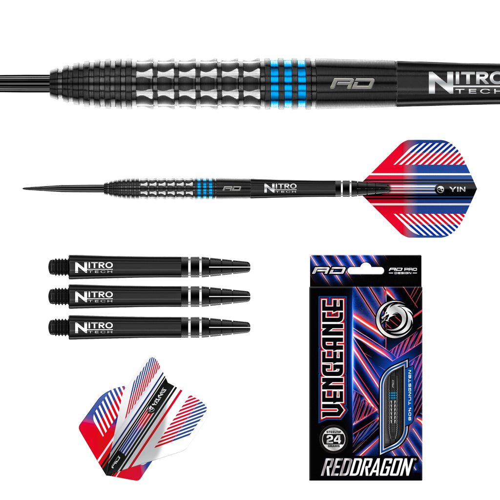 RED DRAGON - Vengeance Blue Darts - 90% Tungsten - 24g