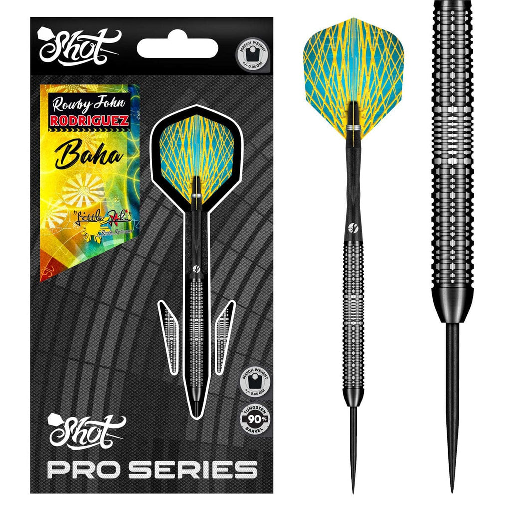 SHOT - 25g - Pro Series Rowby John Rodriguez - 90% Tungsten - Steel Tip Darts Set
