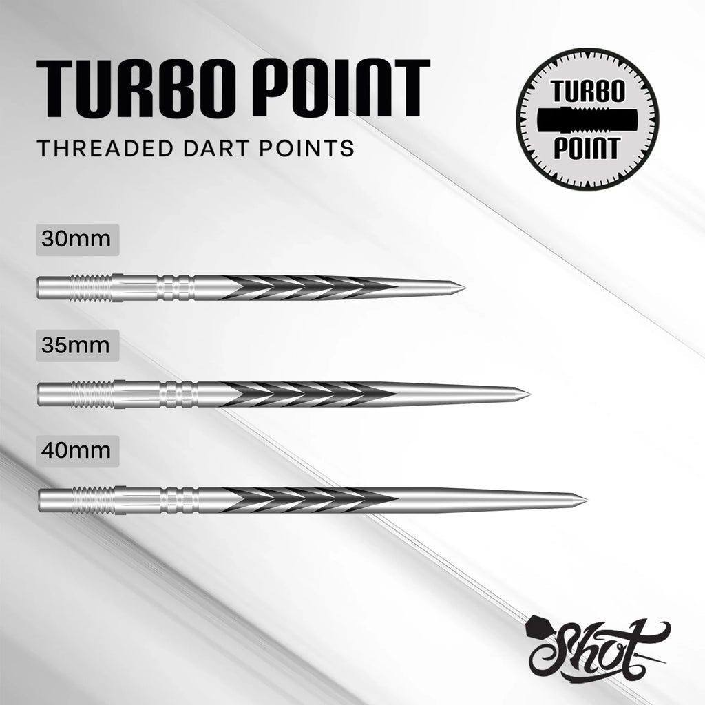 SHOT - TRIBAL WEAPON TURBO Threaded Steel Dart Points - 30/35/40mm - SILVER