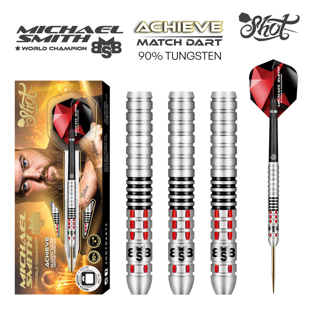 SHOT - Michael Smith Achieve Match Darts - 90% Tungsten - 26g