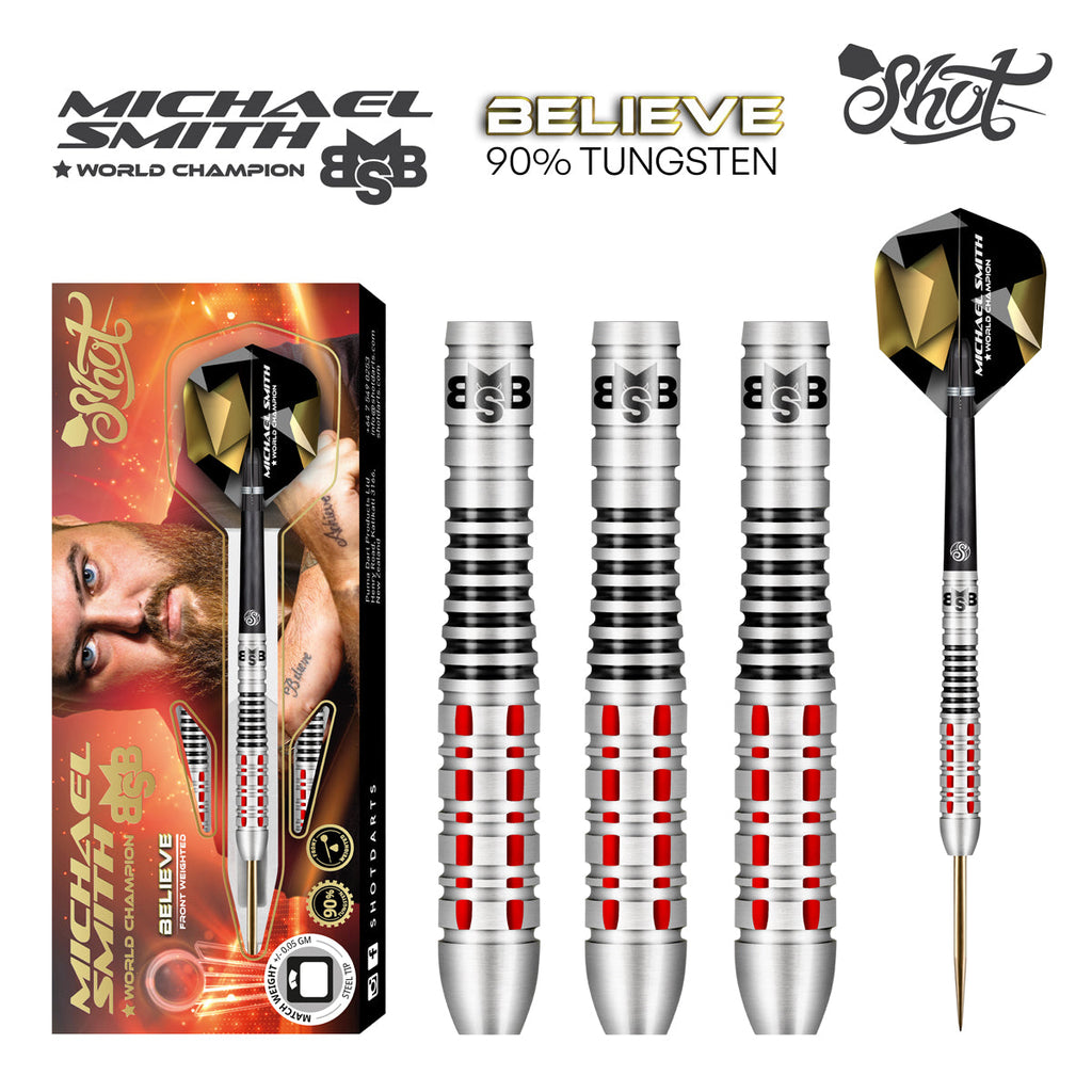 SHOT - Michael Smith Believe Darts - 90% Tungsten - 25g