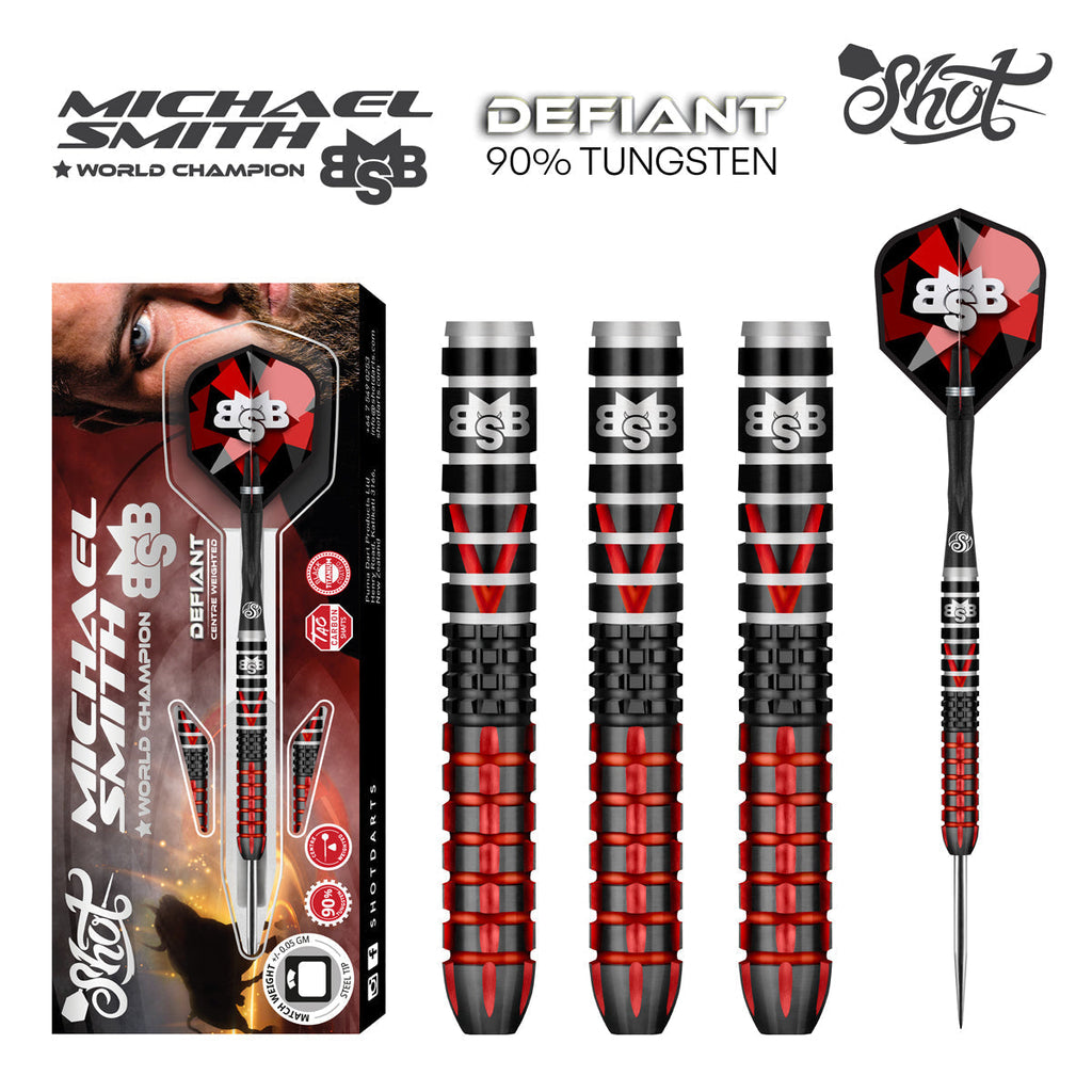 SHOT - Michael Smith Defiant Darts - 90% Tungsten - 25g