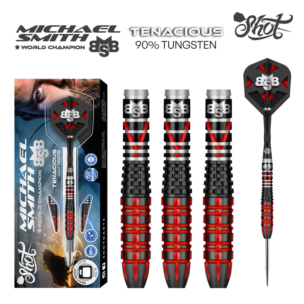 SHOT - Michael Smith Tenacious Darts - 90% Tungsten - 25g