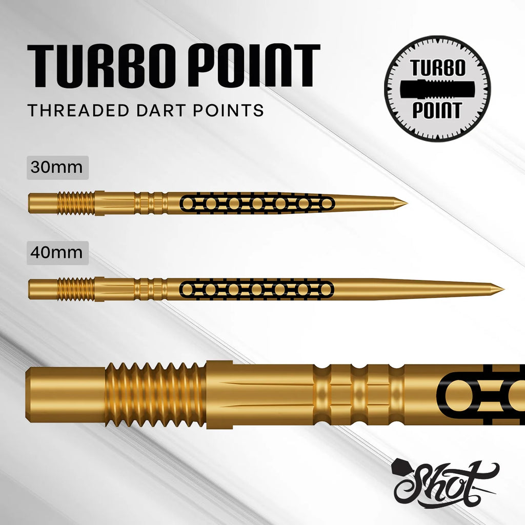 SHOT - GOTHS TURBO Threaded Steel Dart Points - 30/40mm - GOLD