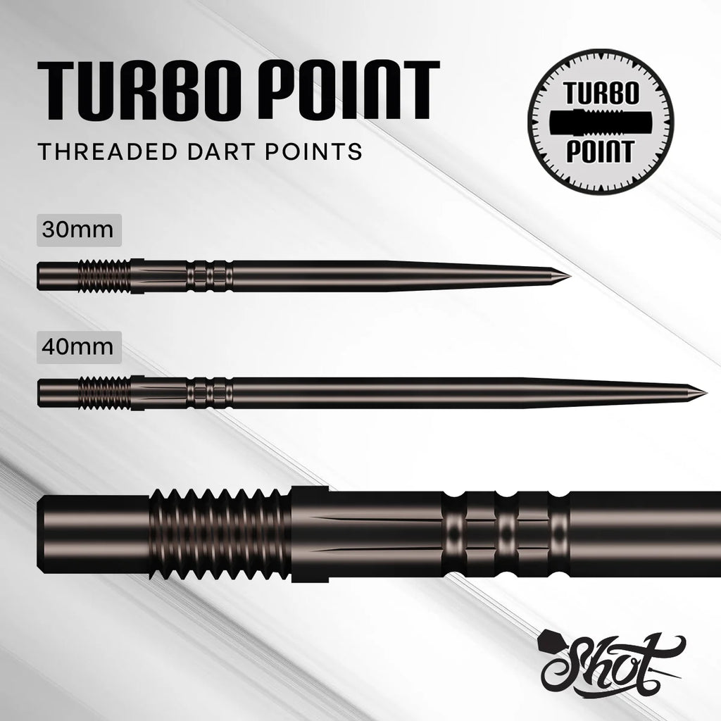 SHOT - TURBO Threaded Steel Dart Points - 30/35/40mm - BLACK