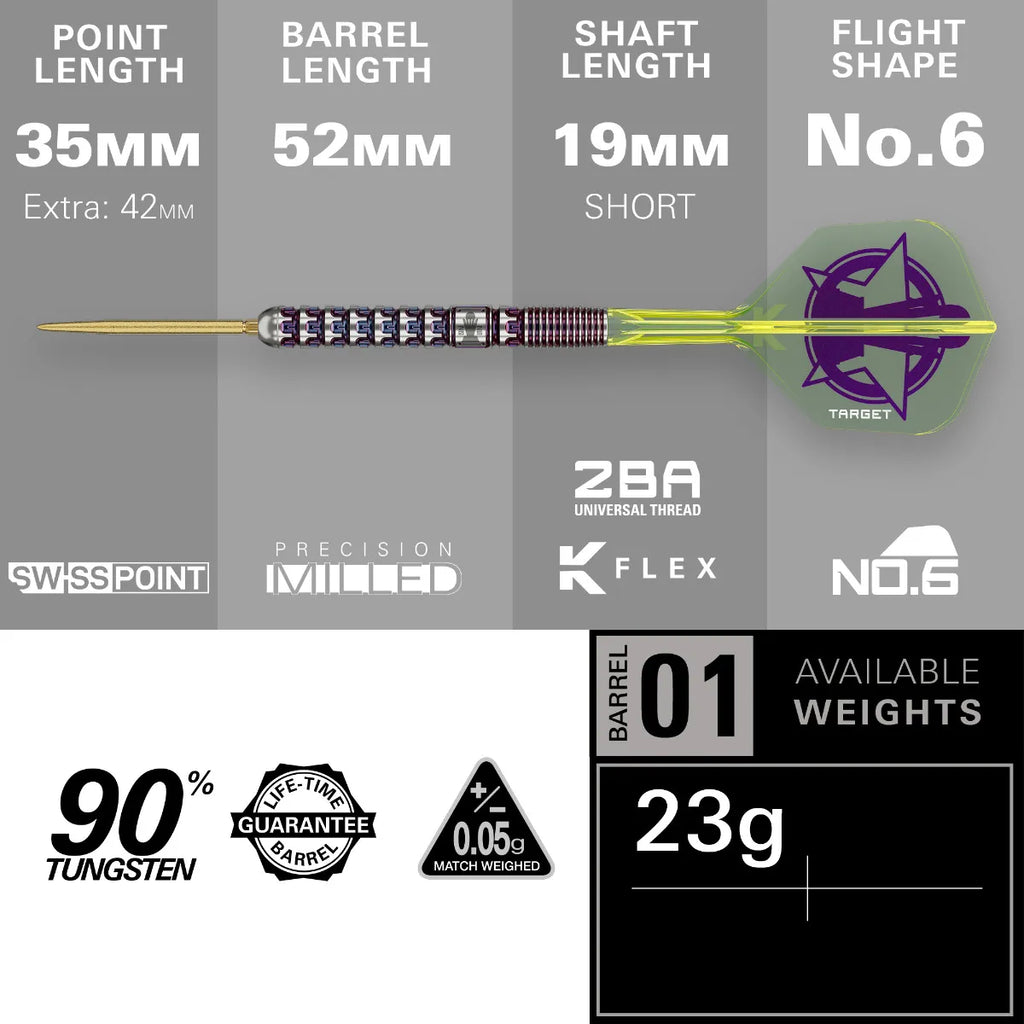 TARGET - Luke Littler World Champ 23g -  Swiss Point Steel Tip Darts - 90% Tungsten