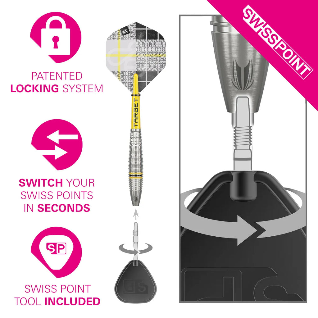 TARGET - 25g - Scott Williams G2 SP Steel Tip Darts - 90% Tungsten