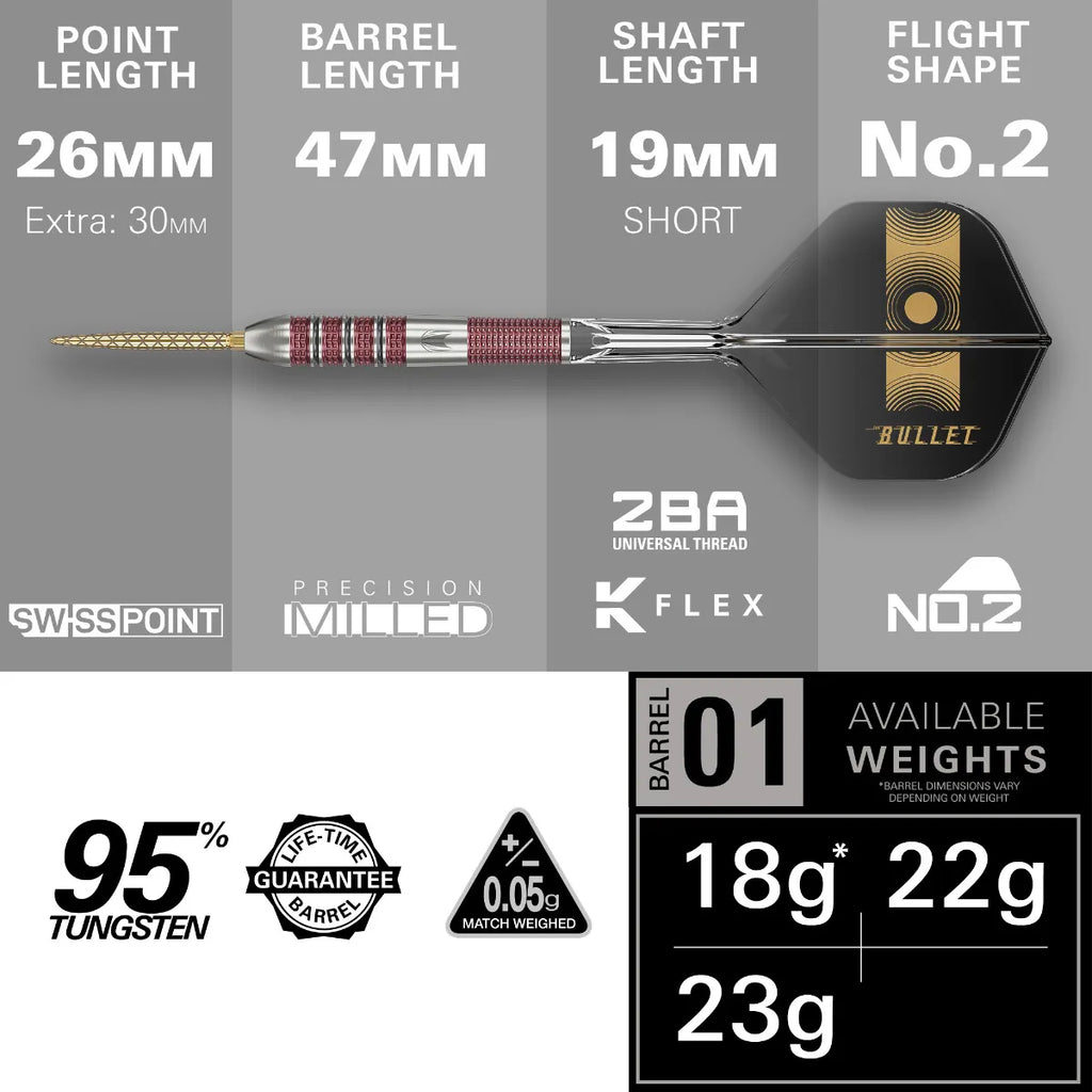 TARGET - 23g - Stephen Bunting 95K SP Steel Tip Darts - 95% Tungsten