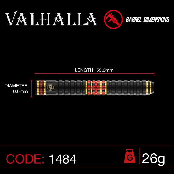 WINMAU - Valhalla - 85% and 95% Dual Core Tungsten Darts - 26g