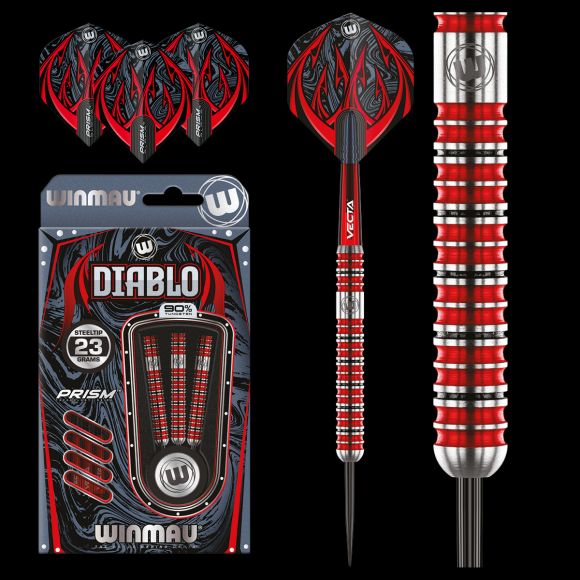 WINMAU - Diablo Straight Barrel - 90% Tungsten Darts - 23g
