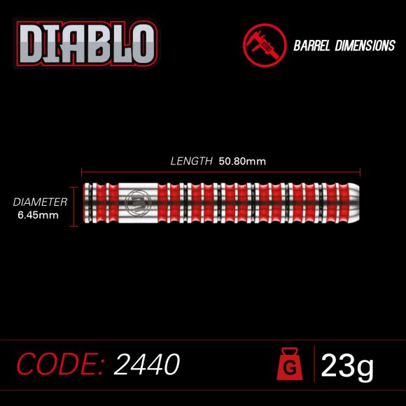 WINMAU - Diablo Straight Barrel - 90% Tungsten Darts - 23g