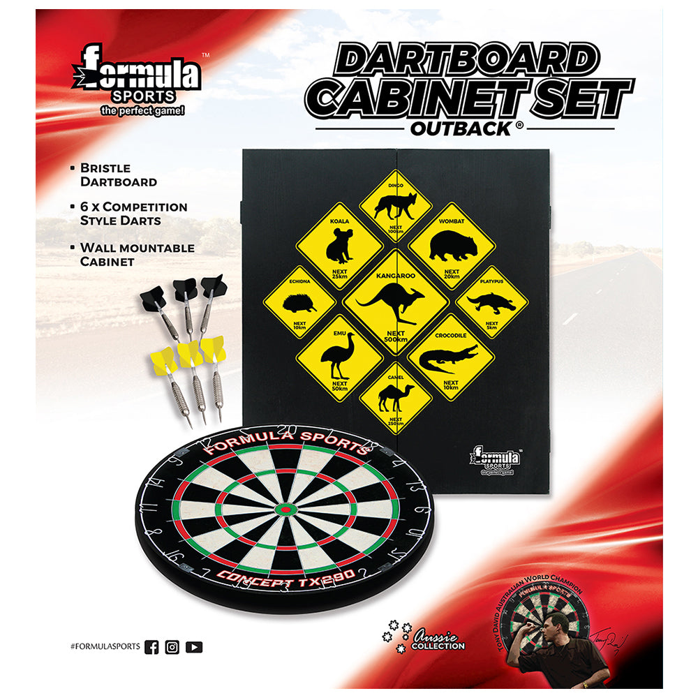 FORMULA - Outback Cabinet, Dartboard and Darts Set