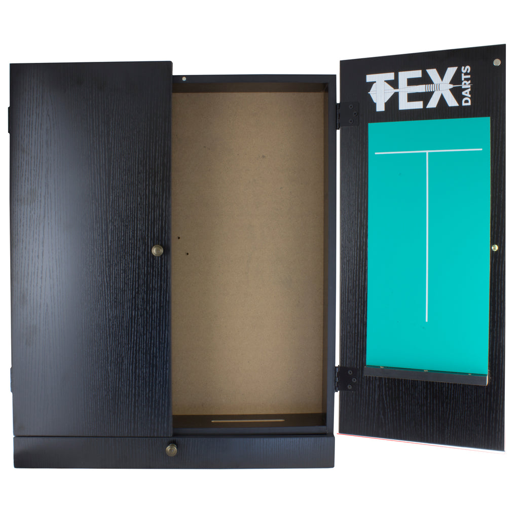 TEX - Dartboard Cabinet With Storage Drawer - Black