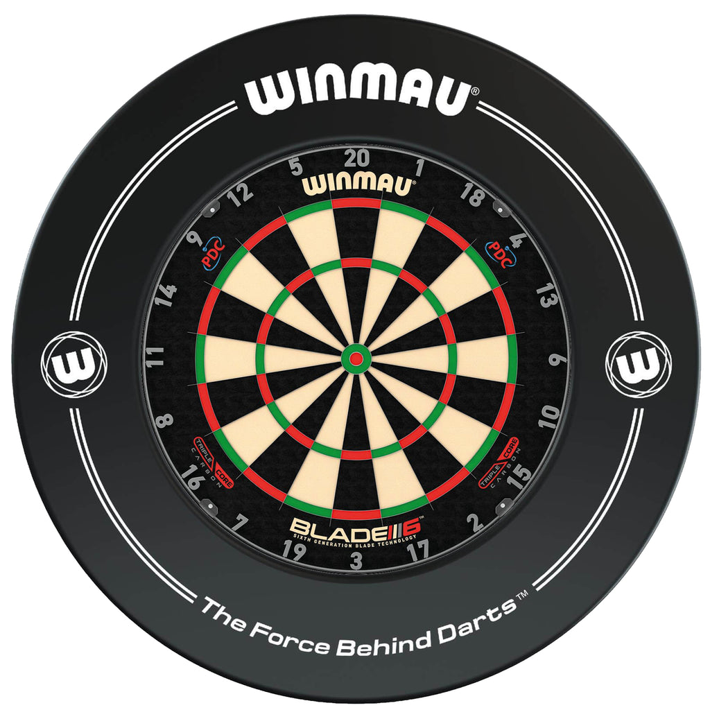 WINMAU - Blade 6 TRIPLE CORE Dartboard & BLACK Surround DEAL