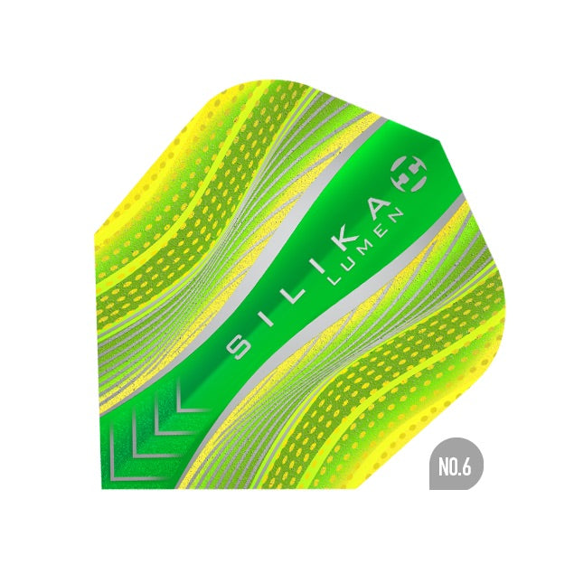 HARROWS - Silika Lumen Dart Flights - Yellow and Green - Standard Small NO6 Shape