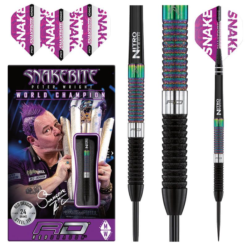 RED DRAGON - Peter Wright Snakebite WC Diamond Fusion Darts - 90% Tungsten - 24g