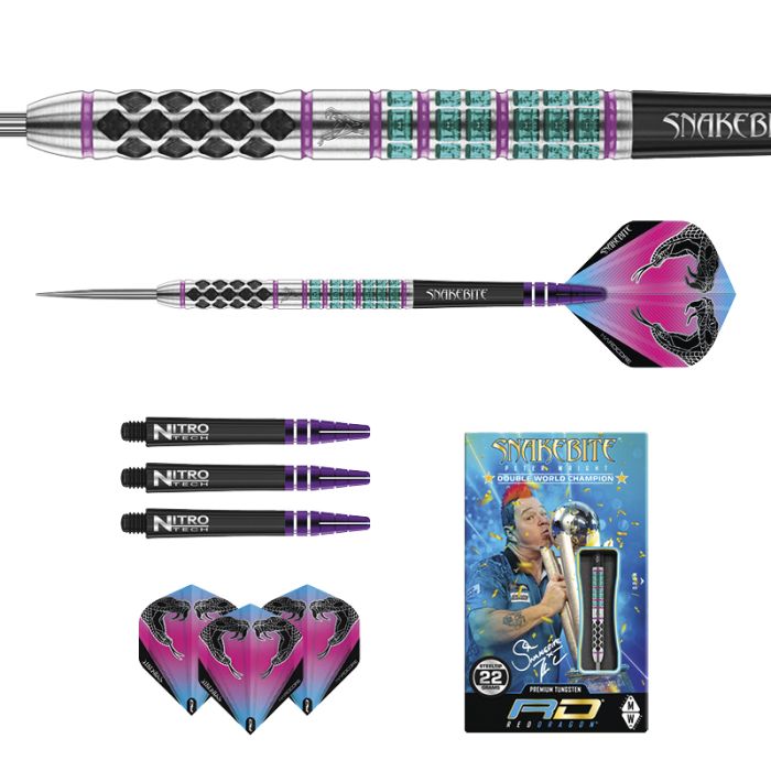 RED DRAGON - Peter Wright Snakebite Supa-Venom Darts - 90% Tungsten - 21g