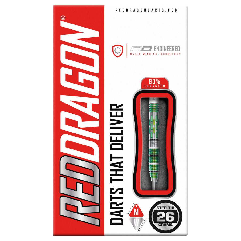 RED DRAGON - Artura Screamin' Green Darts - 90% Tungsten - 26g