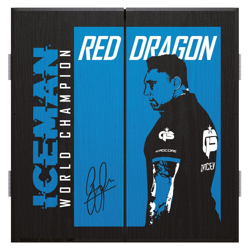 RED DRAGON - Gerwyn Price "ICEMAN" Deluxe Dartboard Cabinet