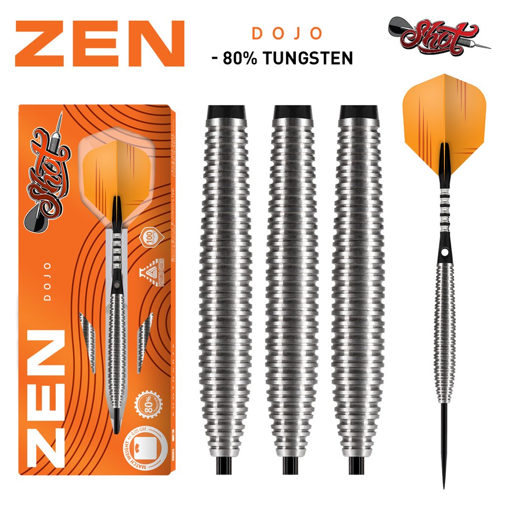 SHOT Zen Dojo Darts - 80% Tungsten Torpedo Barrel - 23g