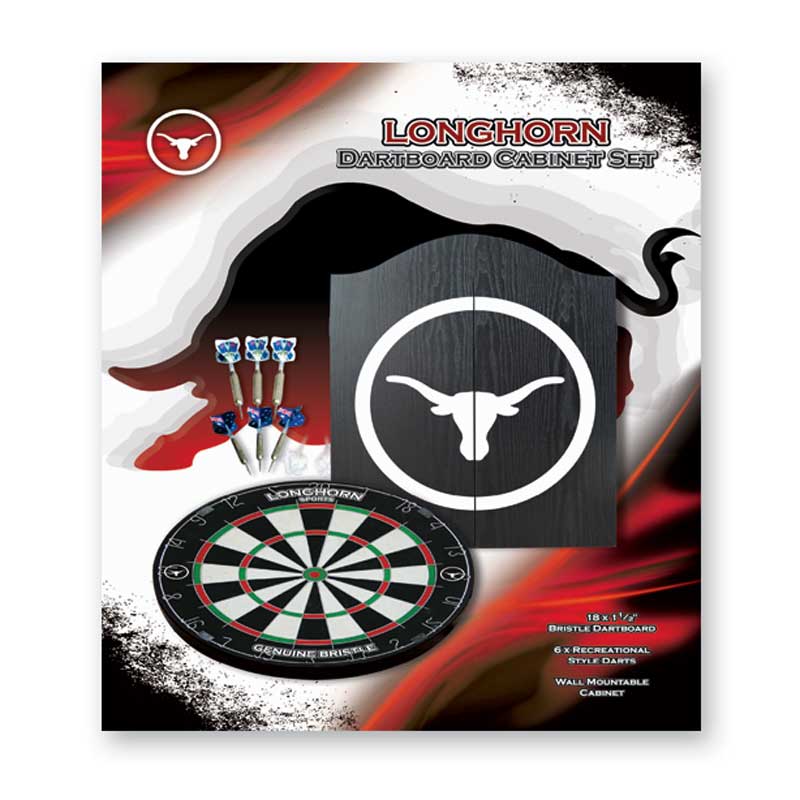 Longhorn Dartboard Cabinet, Dartboard and Darts Set