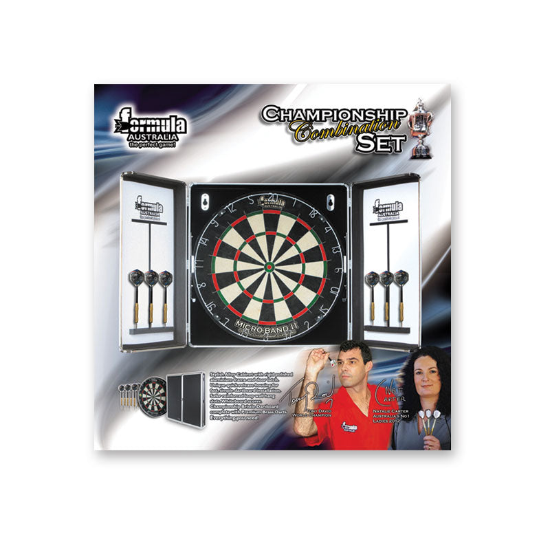 Formula Championship Dartboard, Cabinet & Darts Set