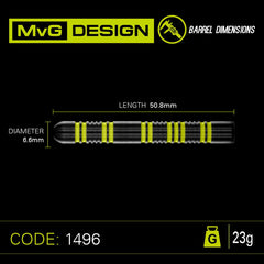 WINMAU - MVG Pro Series - 85% Tungsten Darts - 23g