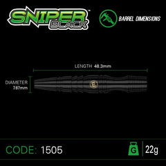 WINMAU - Sniper Black - 90% Tungsten Darts - 22g