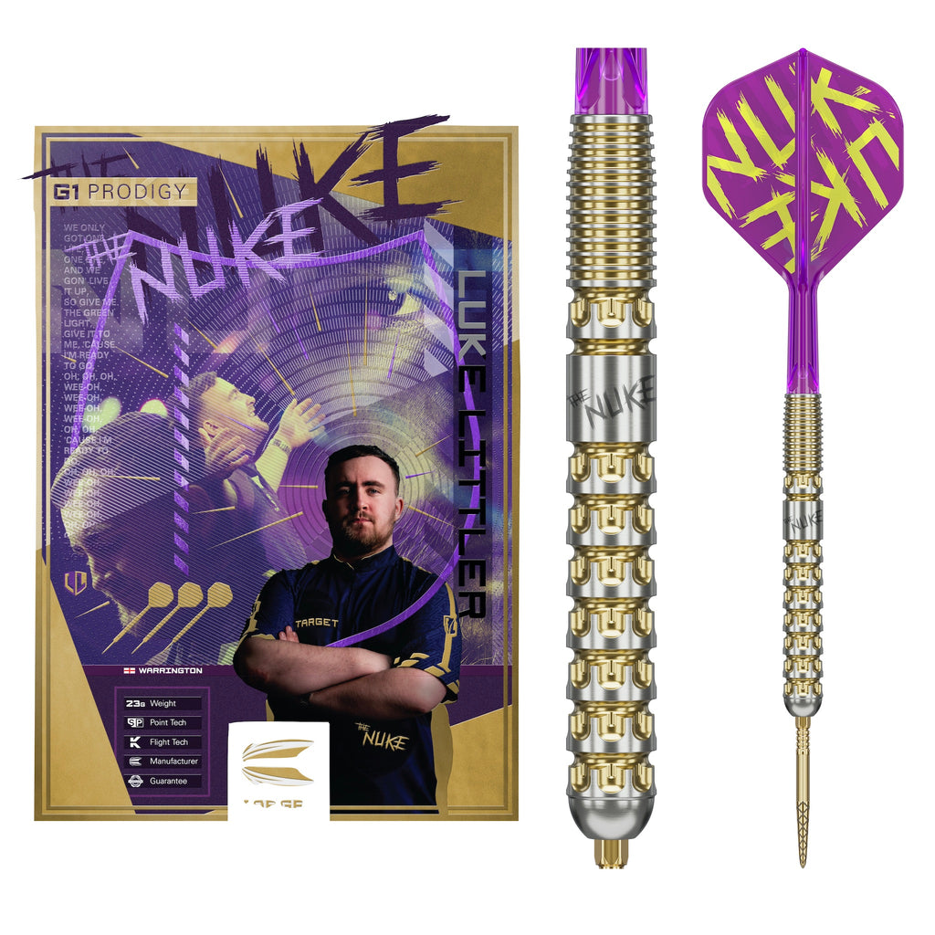 TARGET - Luke Littler G1 Prodigy Swiss Point Steel Tip Darts - 90% Tungsten - 23g