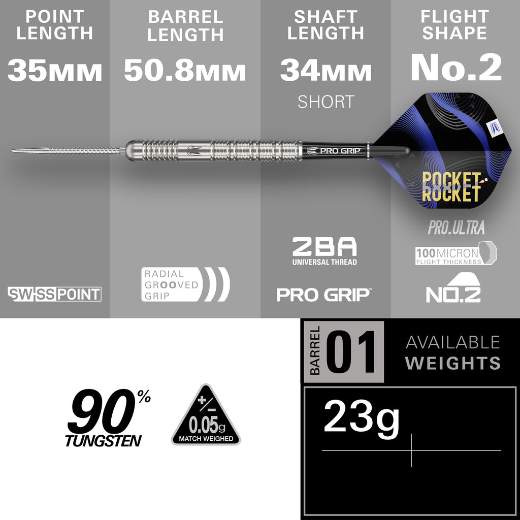 TARGET - Justin Hood - Steel Tip Swiss Point - 90% Tungsten Darts