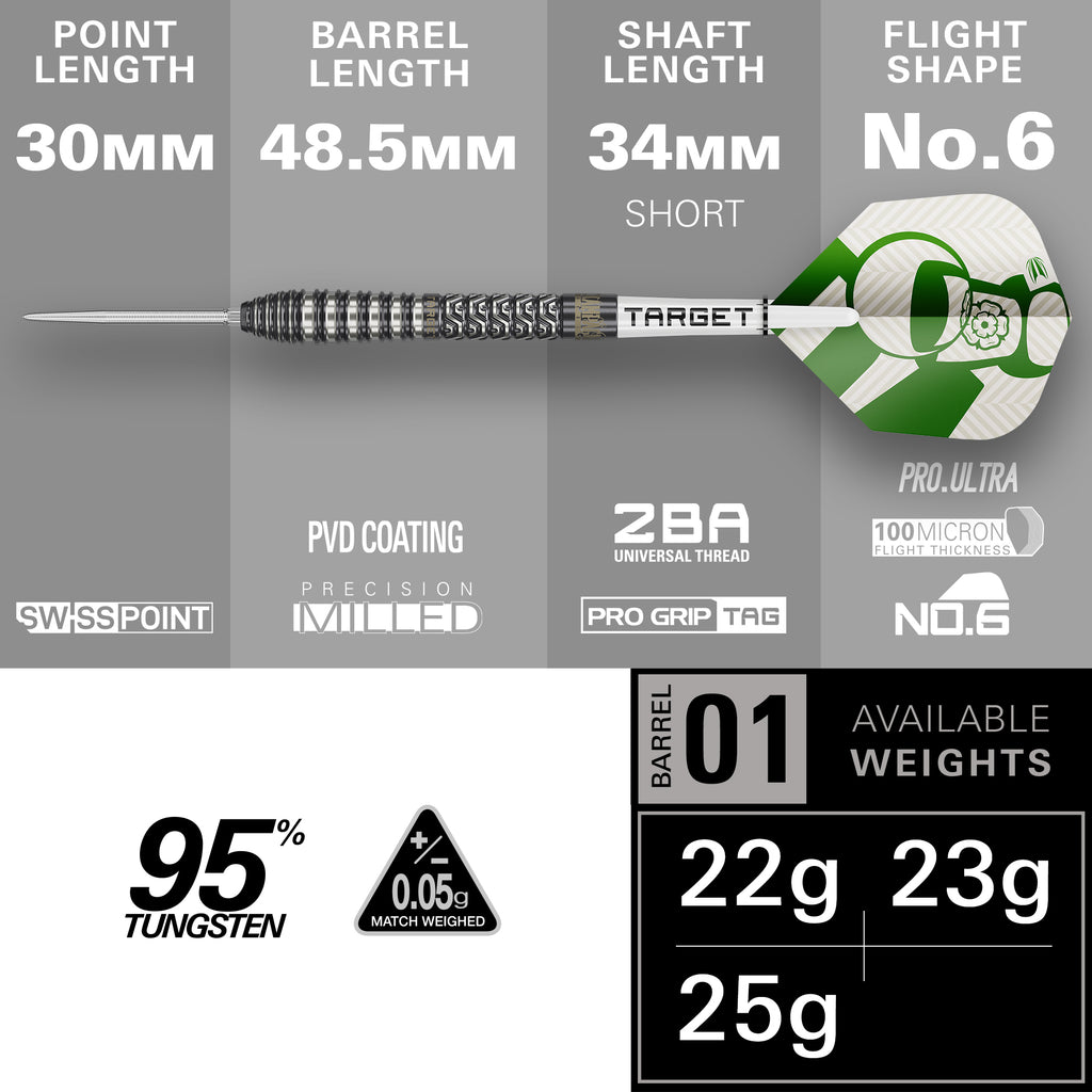 TARGET - Charlie Manby - Steel Tip Swiss Point - 95% Tungsten Darts