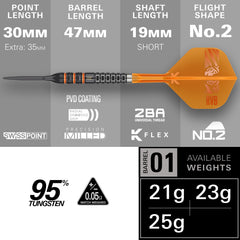 TARGET - Raymond Van Barneveld RVB - Steel Tip Swiss Point - 95% Tungsten Darts