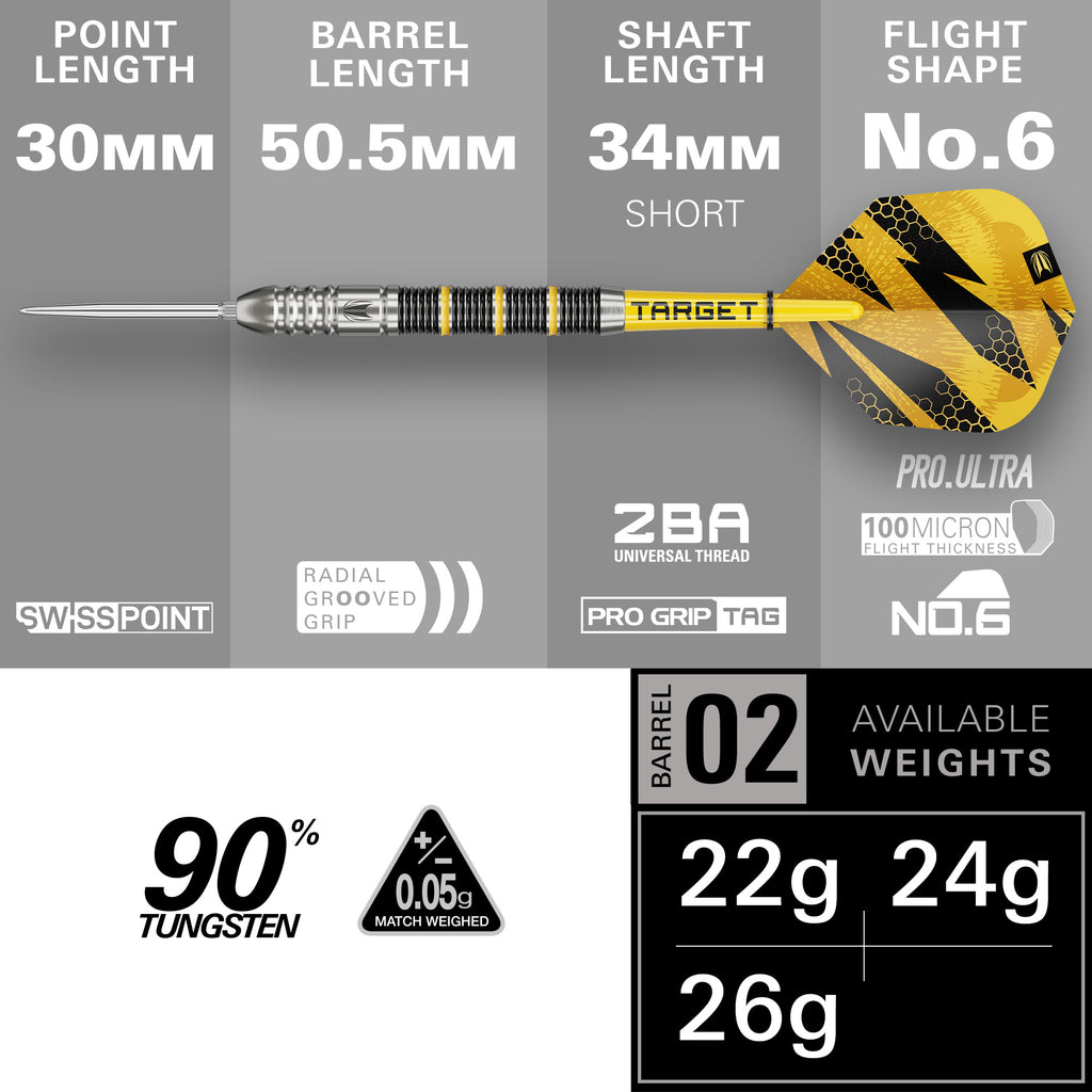 TARGET - Buzz SP02 - Steel Tip Swiss Point - 90% Tungsten Darts